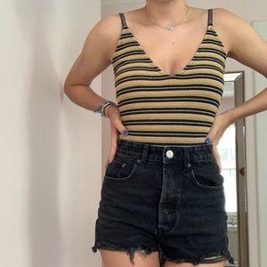 TopShop striped v neck bodysuit